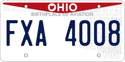 OH license plate FXA4008