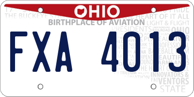 OH license plate FXA4013