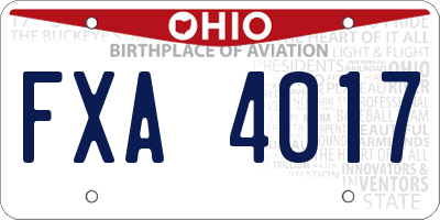 OH license plate FXA4017