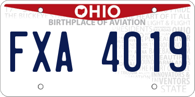OH license plate FXA4019