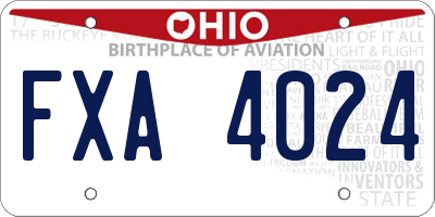 OH license plate FXA4024