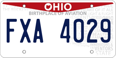 OH license plate FXA4029
