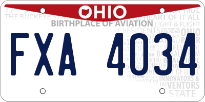 OH license plate FXA4034
