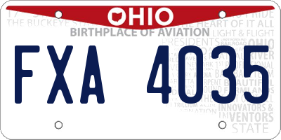 OH license plate FXA4035