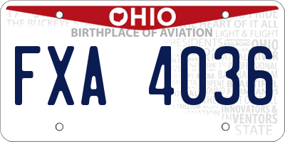 OH license plate FXA4036