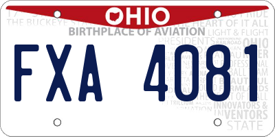 OH license plate FXA4081