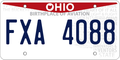 OH license plate FXA4088