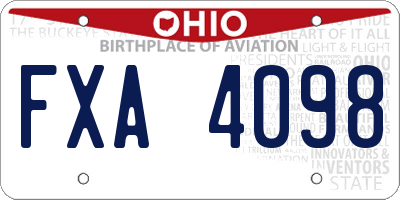 OH license plate FXA4098
