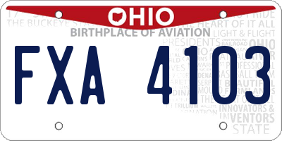 OH license plate FXA4103