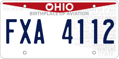 OH license plate FXA4112