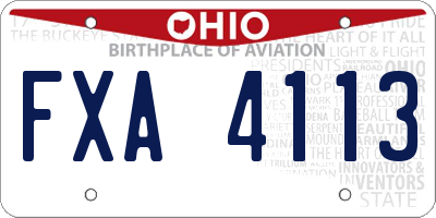 OH license plate FXA4113