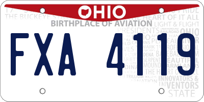 OH license plate FXA4119