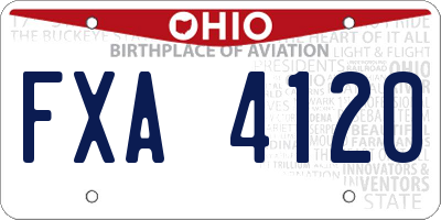 OH license plate FXA4120