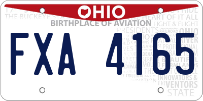 OH license plate FXA4165