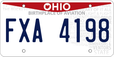 OH license plate FXA4198