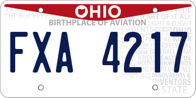 OH license plate FXA4217