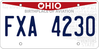 OH license plate FXA4230