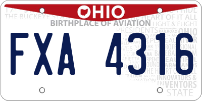 OH license plate FXA4316