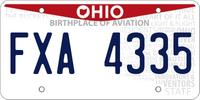OH license plate FXA4335