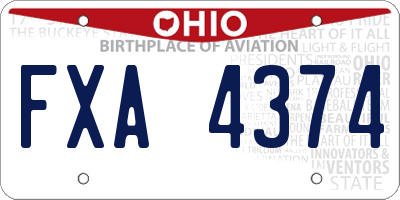 OH license plate FXA4374