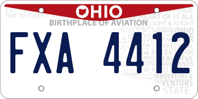 OH license plate FXA4412