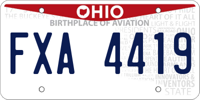 OH license plate FXA4419