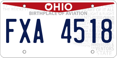 OH license plate FXA4518