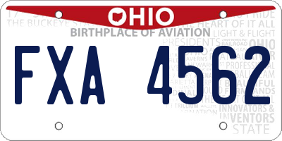 OH license plate FXA4562