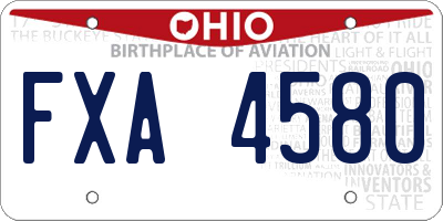 OH license plate FXA4580