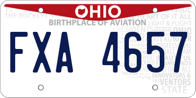 OH license plate FXA4657