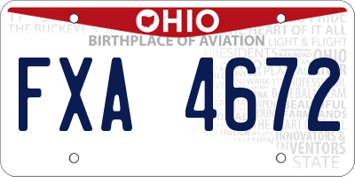 OH license plate FXA4672