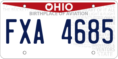 OH license plate FXA4685
