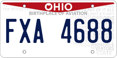 OH license plate FXA4688
