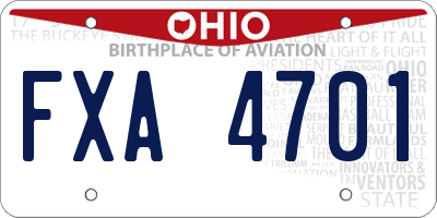 OH license plate FXA4701