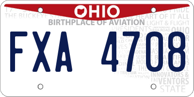 OH license plate FXA4708
