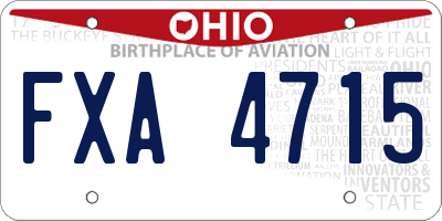 OH license plate FXA4715