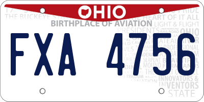 OH license plate FXA4756