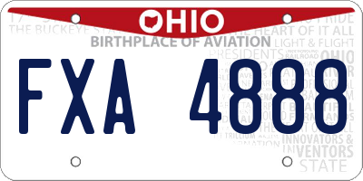OH license plate FXA4888