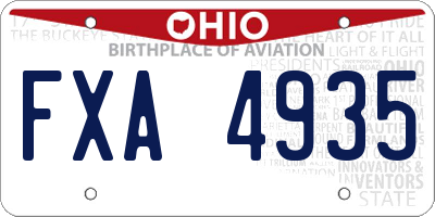 OH license plate FXA4935