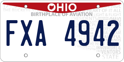 OH license plate FXA4942