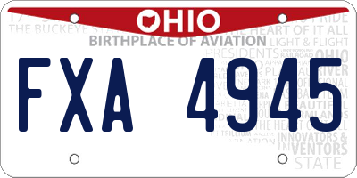 OH license plate FXA4945