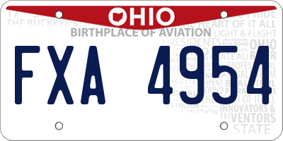 OH license plate FXA4954