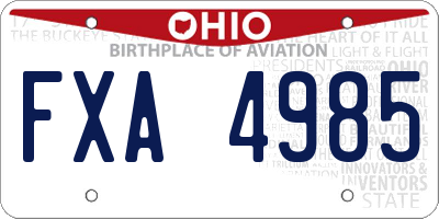 OH license plate FXA4985