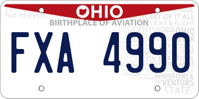 OH license plate FXA4990
