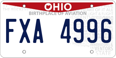 OH license plate FXA4996