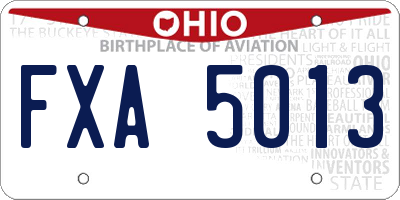 OH license plate FXA5013