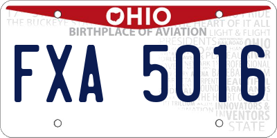 OH license plate FXA5016