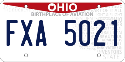OH license plate FXA5021
