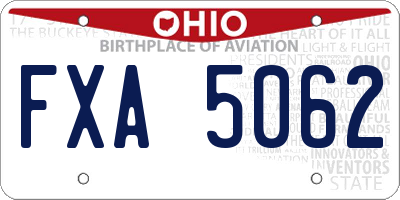 OH license plate FXA5062