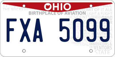 OH license plate FXA5099